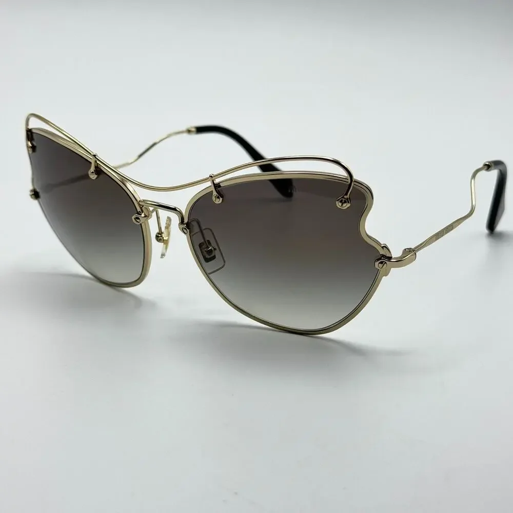Miu Miu Sunglasses SMU 56R ZVN-0A7 Pale Gold Frame Gradient Lens 61-19-135mm